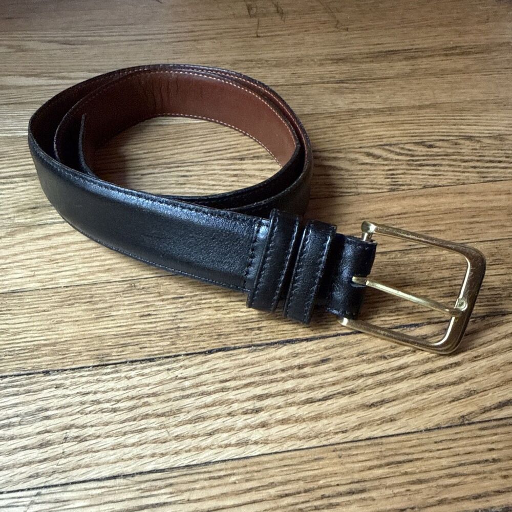 Vtg Coach Belt Mens 32 5800 Black Burnished Cowhide Leather Solid Brass USA MADE